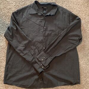 Claiborne Gray Plaid Men’s Dress Button Down Shirt Size XL